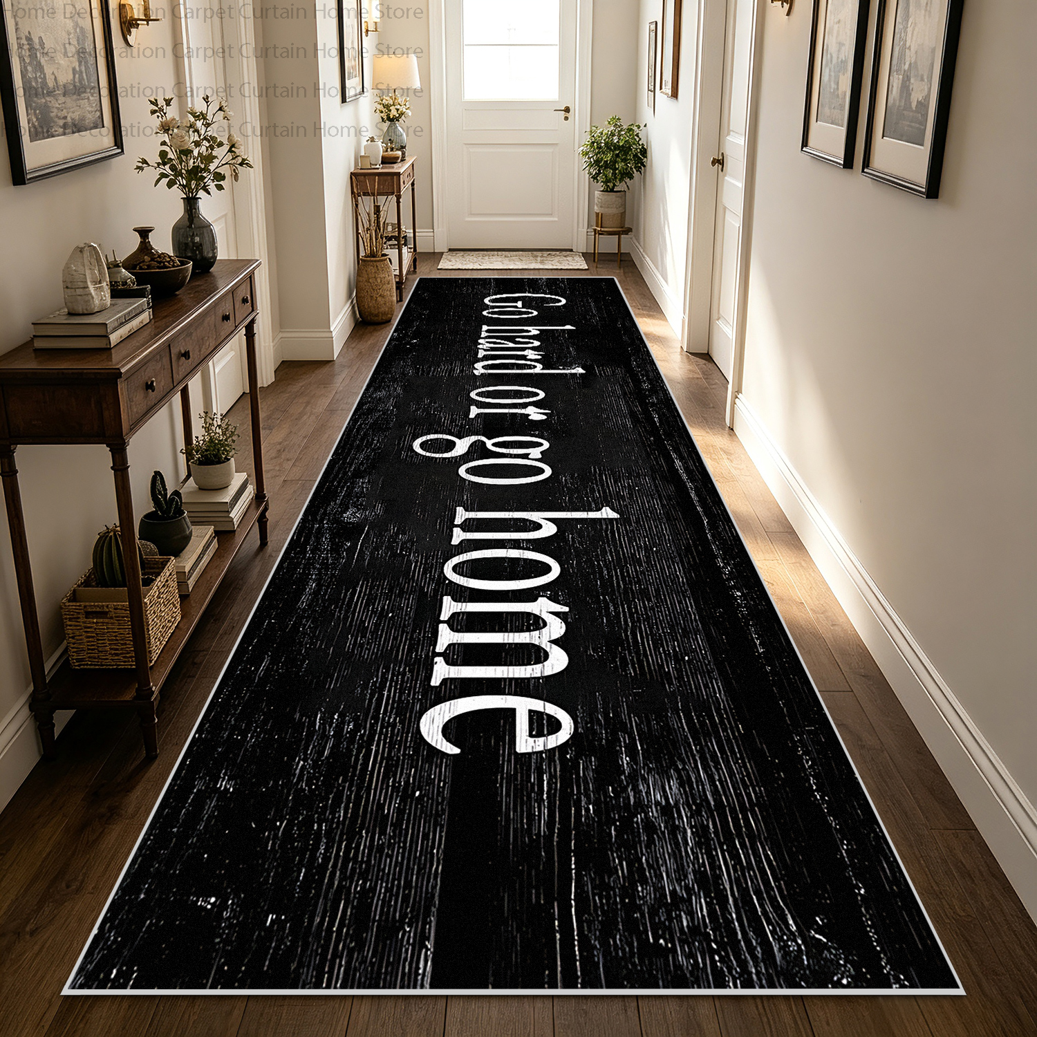 Wholesale Commercial Printing - Black Vintage Wood Print Hallway Runner