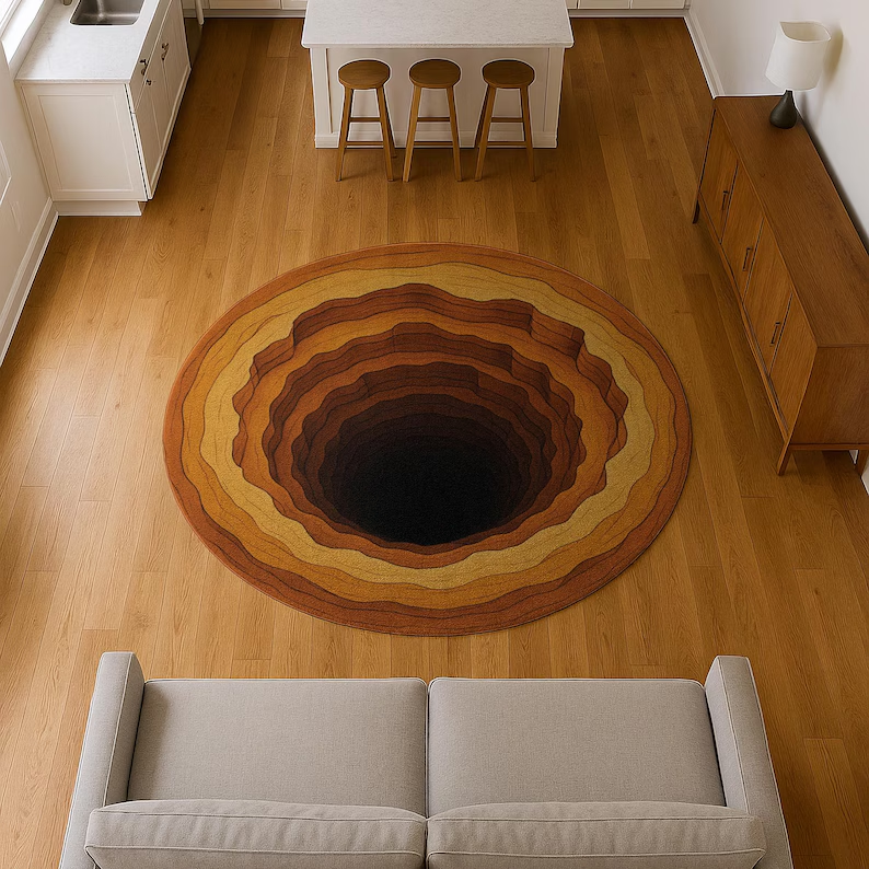 3D Mountain Hole Printed Rug M - Wholesale Commercial Printing avis et prix
