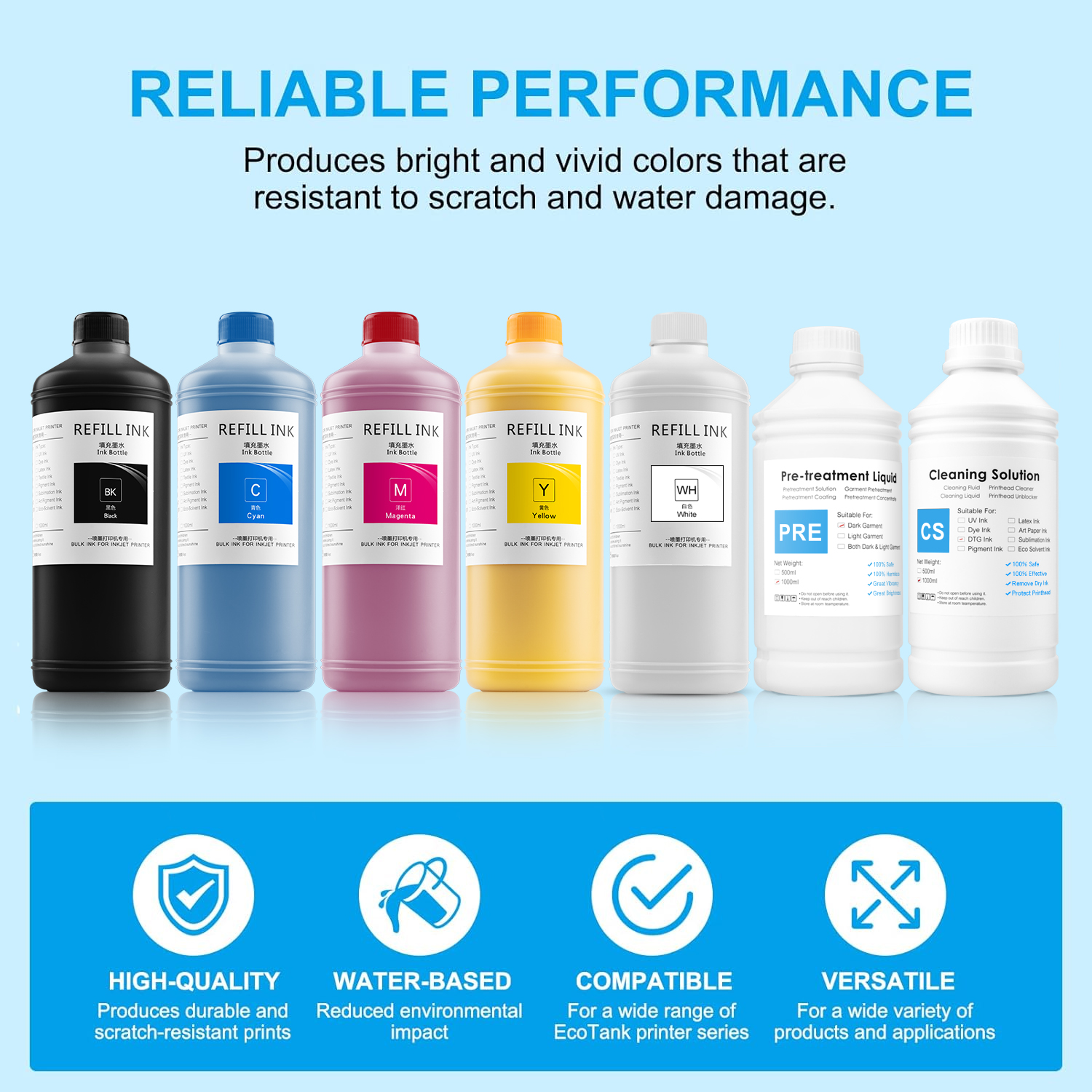 5Colors 1000ML DTG Ink Direct  - Direct To Garment Ink avis et prix