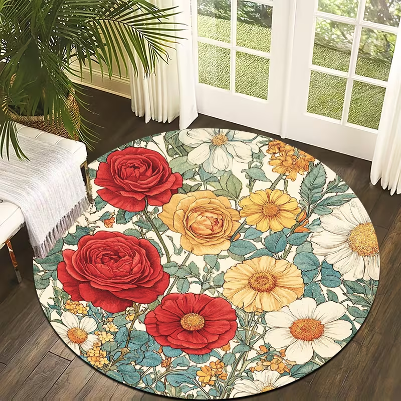 Dark Green Poppy Floral Round  - Wholesale Commercial Printing avis et prix